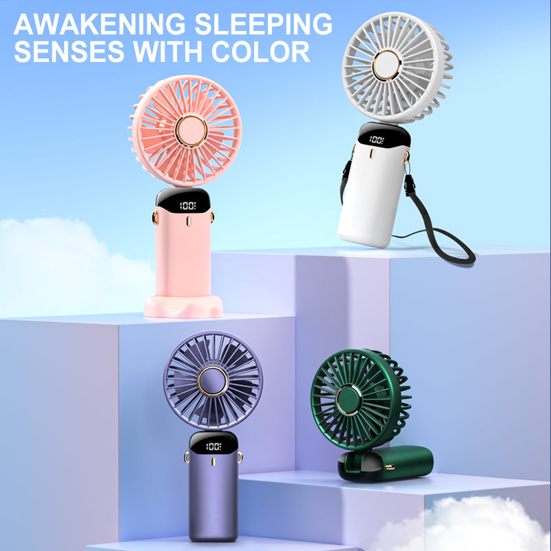 Oigool's latest USB handheld fan mini portable small fan digital display folding aromatherapy small electric fan