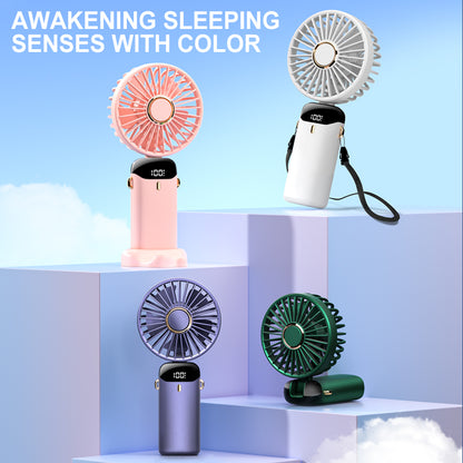 Oigool's latest USB handheld fan mini portable small fan digital display folding aromatherapy small electric fan