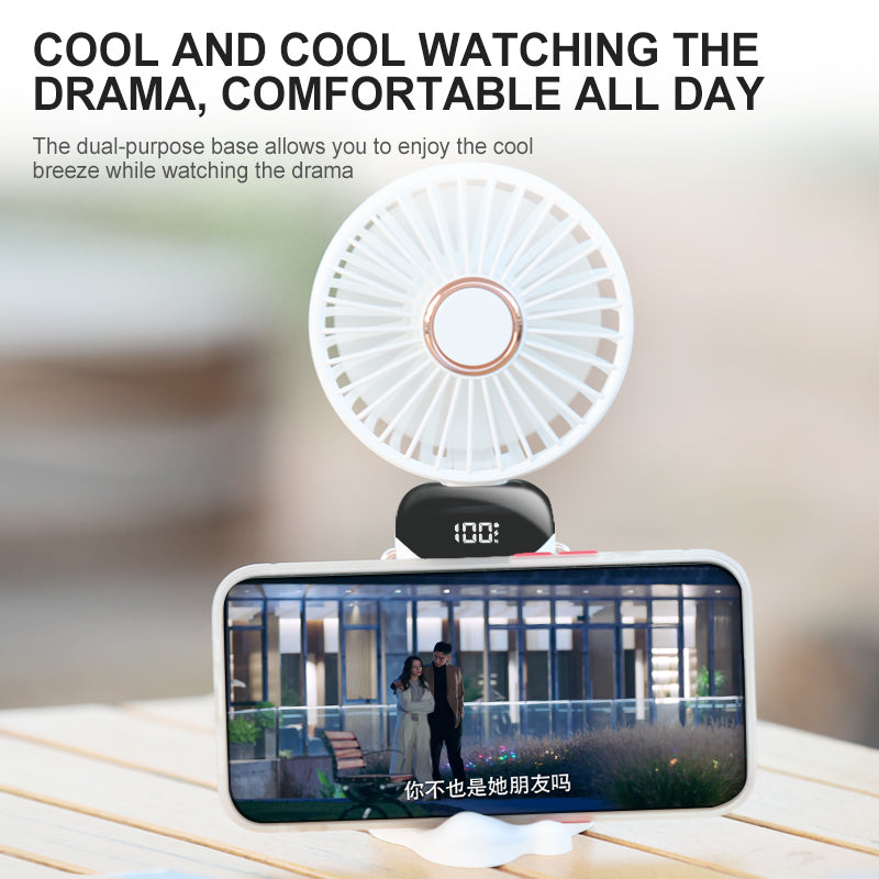 Oigool's latest USB handheld fan mini portable small fan digital display folding aromatherapy small electric fan